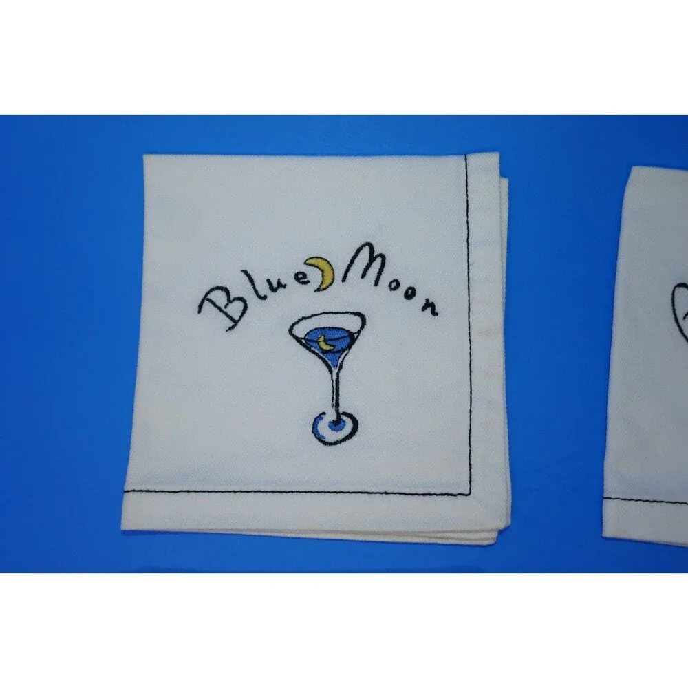 Pottery Barn Embroidered Martini Cocktail Napkins Set of 4